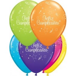 $D 50 GLOBOS 11" LATEX FELIZ CUMP COL.SU