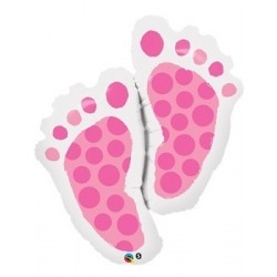 $D GLOBO 35" FOIL  PIE TOPO BEBE ROSA