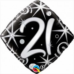 $ GLOBO 18" FOIL FORMA ROMBO NEGRO N21