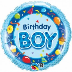 $D GLOBO 18" FOIL RND BIRTHDAY BOY AZUL
