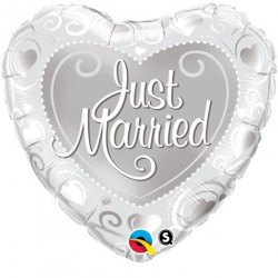$D GLOBO 18" FOIL CORAZON JUST MARRIED