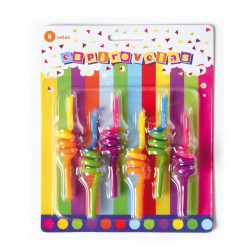 6 VELAS FORMA ESPIRAL MULTICOL 9CM