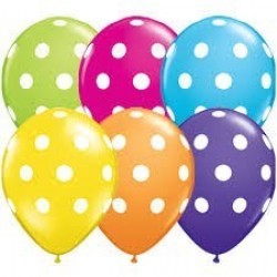 6 GLOBOS 11" LATEX TOPOS BLANCO COL.SUR.