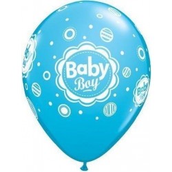 6 GLOBOS 11" LATEX MEDIO BABY BOY AZUL