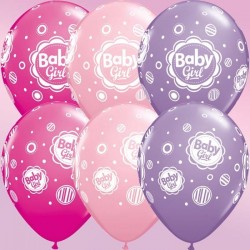 6 GLOBOS 11" LATEX BABY GIRL ROSA