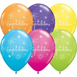 6 GLOBOS 11" LATEX CONGRATULATIO COL.VAR