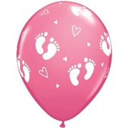 6 GLOBOS 11" LATEX PIES BABY ROSA