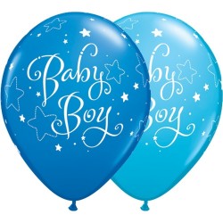 25 GLOBOS 11" LATEX BABYBOY LATEX/AZUL
