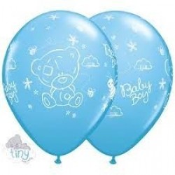 25 GLOBOS 11" LATEX TEDDY BABY AZUL