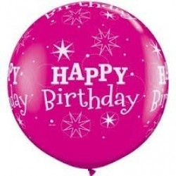 $D 2 GLOBOS JUMBO 3FT ROSA H.BIRTHDAY