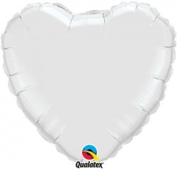   GLOBO 9" PALO FOIL CORAZON BLANCO