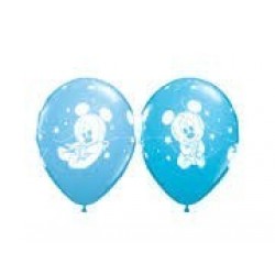 25 GLOBOS 11" CELESTE BABY MICKEY