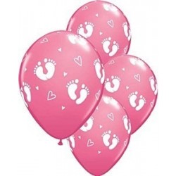 25 GLOBOS 11" LATEX ROSADO PIES BABY