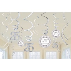 KIT 12 PZ DECORACION 25 ANIVERSARIO
