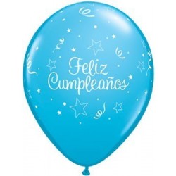 25 GLOBOS 11" LATEX FELIZ CUMPLE CELEST