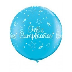 $ 2 GLOBOS JUMBO 3FT AZUL CUMPLEAÑOS