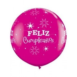 $ 2 GLOBOS JUMBO 3FT F.CUMPLEAÑOS ROSA