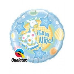 GLOBO 9" PALO FOIL JIRAFA ES UN NIÑO