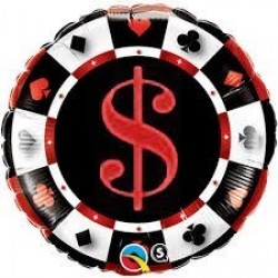 $D GLOBO 18" FOIL RND SIMBOLO DOLAR CASI