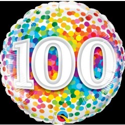 GLOBO 18" FOIL RND N100 RAINBOW CONFETI