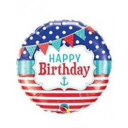 $D GLOBO 18" FOIL RND BIRTHDAY NAUT BAND