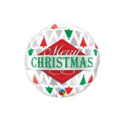 $D GLOBO 18" FOIL RND MERRY CHRSTM ARBO