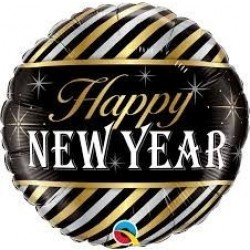 GLOBO 18" FOIL RND NEW YEAR RAYAS DIAG