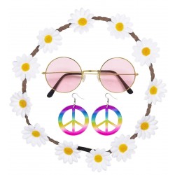 SET HIPPIE CINTA PELO GAFAS PENDIEN