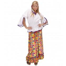 $D DISFRAZ T-XL CHICA HIPPIE FALDA FLOW