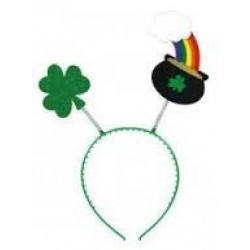 DIADEMA TREBOL ARCO IRIS GLITTER VERDE