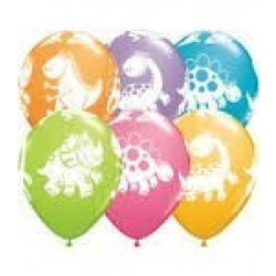6 GLOBOS 11" LATEX DINOSAURIOS COL.SUR.