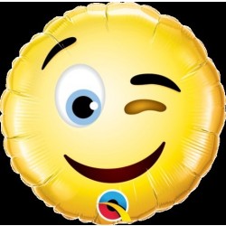 GLOBO 9" FOIL EMOTICONO GUIÑO