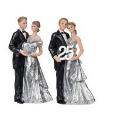FIGURA PAREJA BODAS DE PLATA 18CM