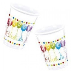   8 VASOS PL BDAY SERPENTINA 200ML