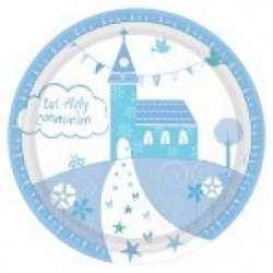 PAQ.8/U PLATO COMUNION IGLESIA AZUL 23CM