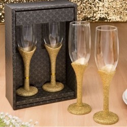     2 COPAS CHAMPAN GLITTER ORO
