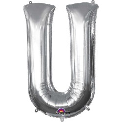   GLOBO 33" FOIL LETRA U METAL PLATA
