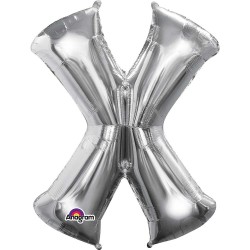   GLOBO 35" FOIL LETRA X METAL PLATA