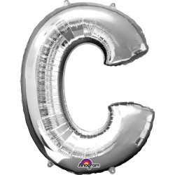   GLOBO 32" FOIL LETRA C METAL PLATA