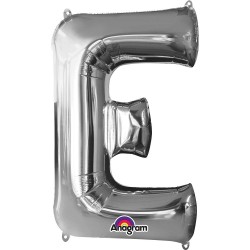   GLOBO 32" FOIL LETRA E METAL PLATA
