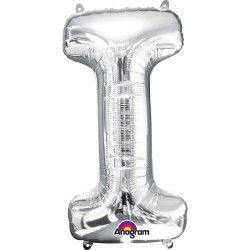   GLOBO 32" FOIL LETRA I METAL PLATA