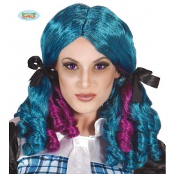 $D PELUCA C/COLETAS AZUL/LILA CON LAZ