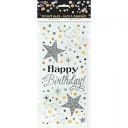 PAQ.20/U BOLSA CELOFAN H.BIRTDAY GLITER