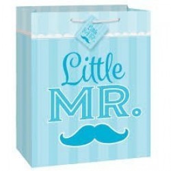 BOLSA REGALO "LITTLE MR" MOSTACHO AZUL