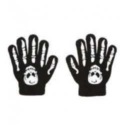 GUANTES INFANTIL NEGRO HUESOS CALAVERA