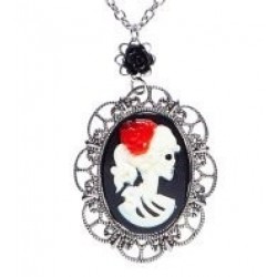 COLLAR CAMAFEO CALAVERA C/ROSA