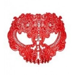 ANTIFAZ ENCAJE ROJO CALAVERA C/STRAS