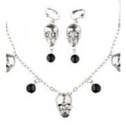   COLLAR PENDIENTES CALAVERA PLATA