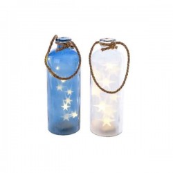 $D BOTELLA CRISTAL LUZ AZUL/TRANSP 31CM