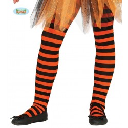 PANTYS 5A9 AÑOS RAYAS NARANJA/NEGRO